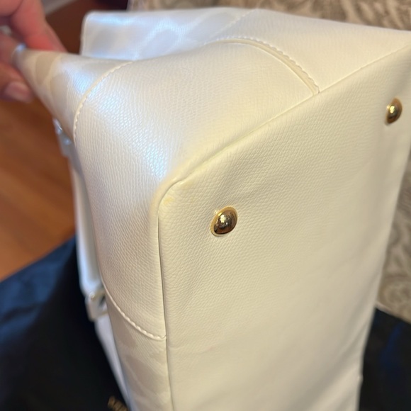 Like NEW Vera Bradley Emma Satchel in Ikat Diamonds Oyster all Genuine Leather - Picture 8 of 12